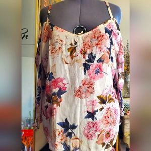 Cold Shoulder Floral Blouse